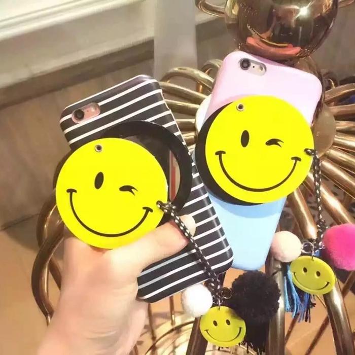 韩国可爱笑脸镜子磨砂软壳 iPhone6手机壳苹果6plus保护套全包边