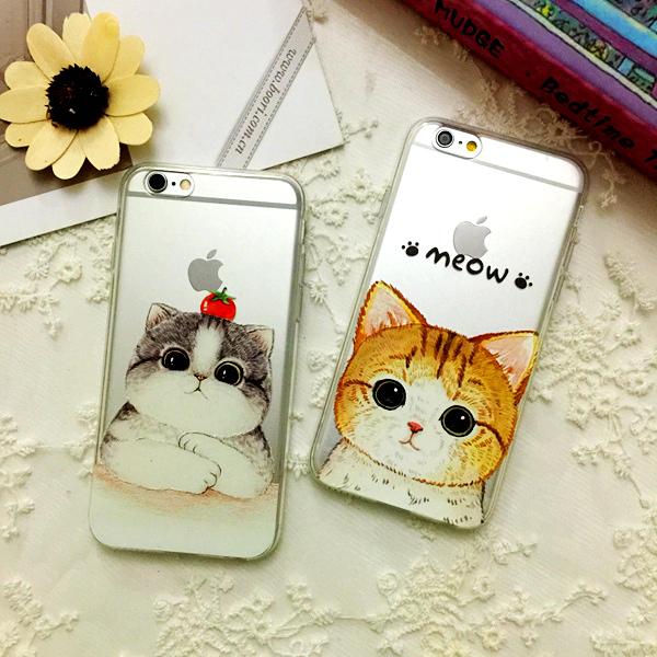 可爱猫咪iphone6s手机壳6plus硅胶外壳苹果6全包透明保护套防摔薄