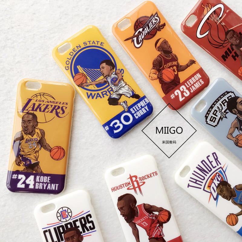 篮球球星卡通科比iphone6 plus苹果手机壳库里6s硅胶保护软套潮
