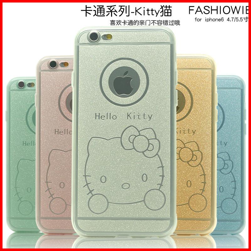 批 发iPhone6闪粉kitty手机壳 苹果6s软硅胶保护套plus卡通5s新款