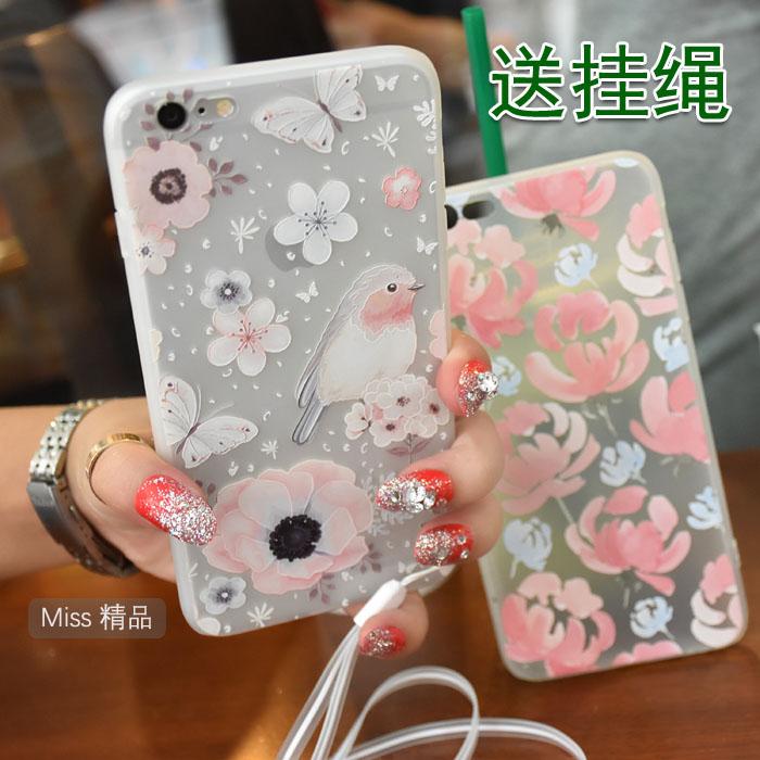 苹果7plus手机壳立体浮雕印花透明硅胶软壳iphone6s手机壳全包软7