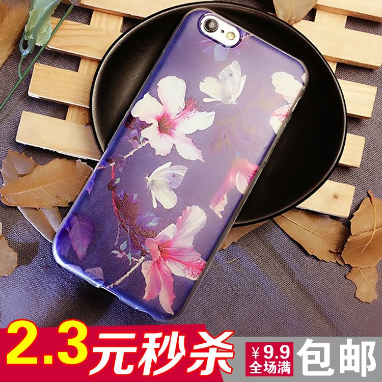 苹果7文艺复古芙蓉花瓣手机壳iphone6S plus保护壳4.7硅胶5se外壳