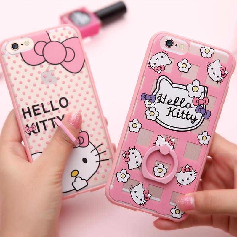 日韩苹果iPhone6透明6s指环扣手机壳HelloKitty手机壳plus全包软