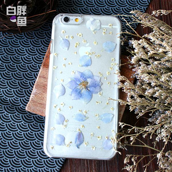 神秘紫白花永生花真花纯手工苹果6 5s iphone6s plus原创意手机壳