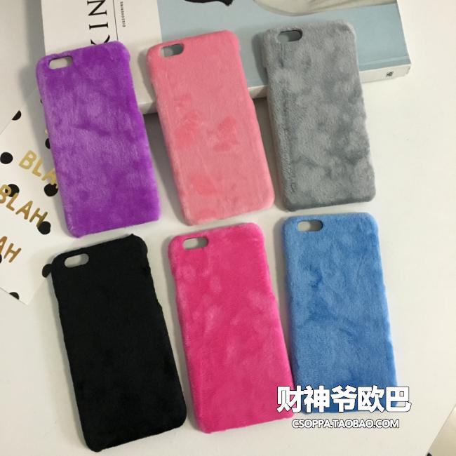 小清新纯色简约iphone6s毛绒手机壳苹果6plus硬壳保护套4.7外壳